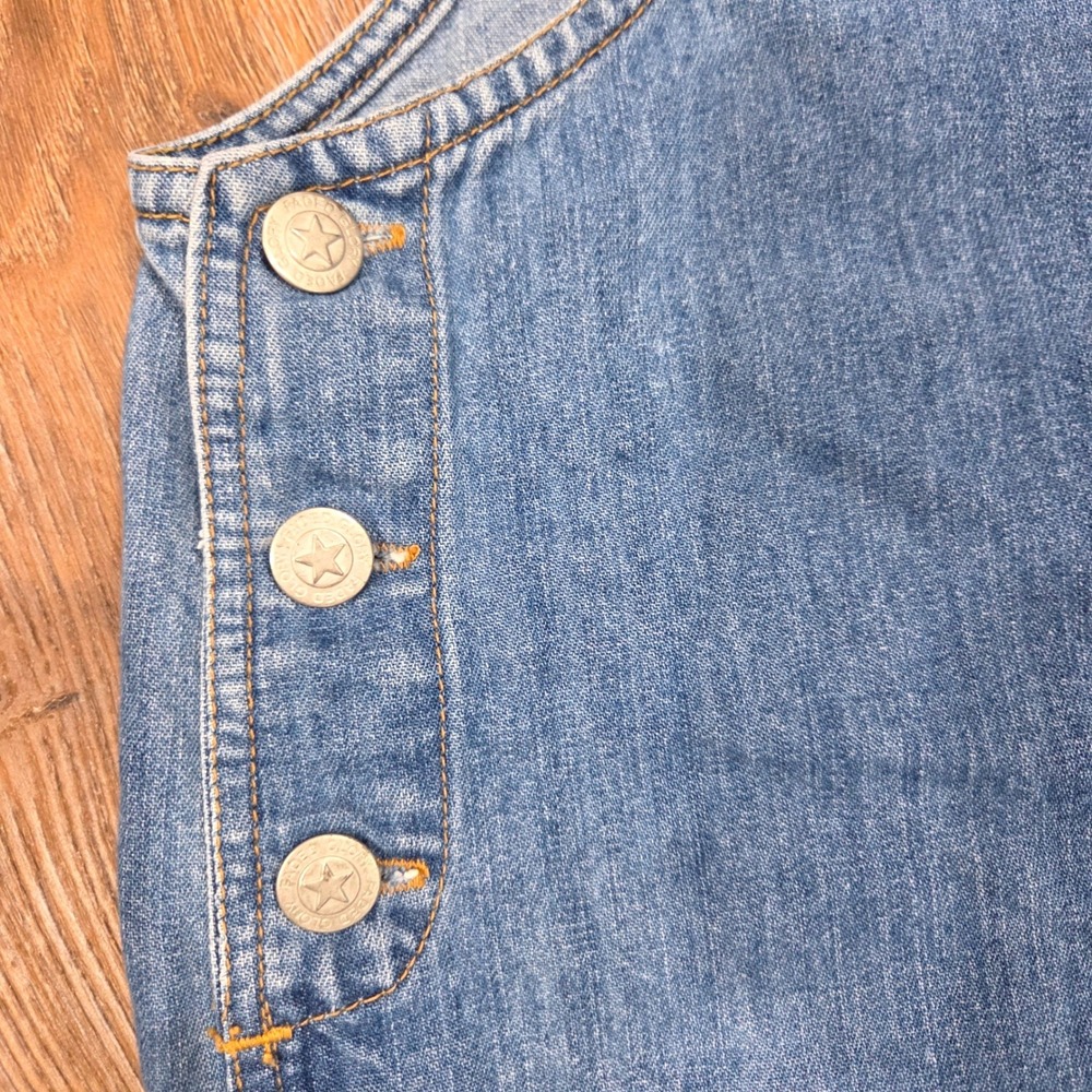 Vintage Faded Glory Denim Jumper Dress Medium Wash Cotton Pinafore Large - Picture 3 of 7